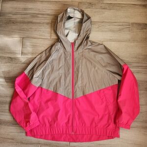 Fila Windbraker Jacket Women's XXL Pink Silver Reflective Rain Sport Athletic